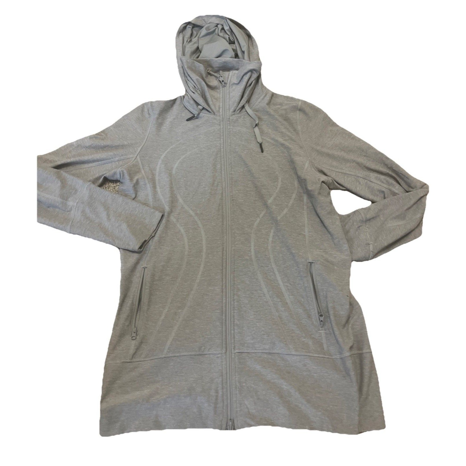 Lululemon Women's Stride Jacket Mock Neck Full Zip Gray Thumb Holes Size 10